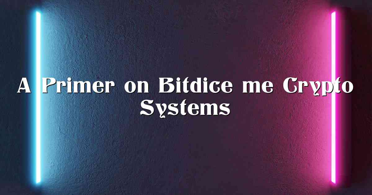 A Primer on Bitdice me Crypto Systems